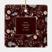 Ornement En Céramique Script de Noël Photo Boho Verdure Noël (Dos)