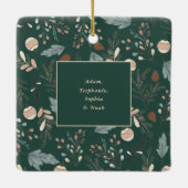 Ornement En Céramique Script de Noël Photo Boho Verdure Noël (Dos)