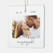 Ornement En Céramique Script moderne Élégant Fiançailles garde photo (Gauche)