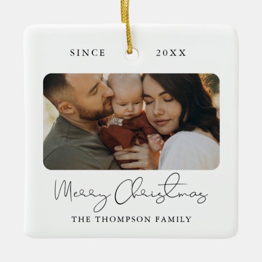 Ornement En Céramique Script moderne Elegant Joyeux Noël Photo (Devant)