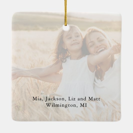 Ornement En Céramique Script moderne Elégant Joyeux Vacances Photo (Dos)