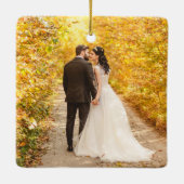 Ornement En Céramique Script moderne M. & Mme Mariage Photo (Dos)