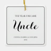 Ornement En Céramique Script noir minimal Simple Premier oncle de Noël (Devant)