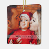 Ornement En Céramique Script Photo Baby's First Christmas Snowflakes (Gauche)