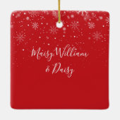 Ornement En Céramique Script Photo Baby's First Christmas Snowflakes (Dos)