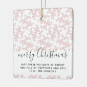 Ornement En Céramique Script Pink Rococo Joyeux Noël (Gauche)