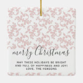 Ornement En Céramique Script Pink Rococo Joyeux Noël (Dos)