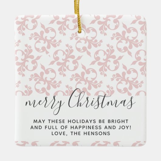Ornement En Céramique Script Pink Rococo Joyeux Noël (Devant)