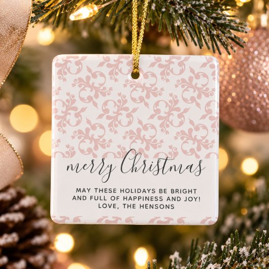 Ornement En Céramique Script Pink Rococo Joyeux Noël