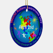 Ornement En Céramique Sensibilisation sur l'autisme mondiale (Droite)