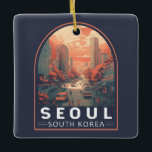 Ornement En Céramique Seoul South Korea Illustration Art Vintage Badge<br><div class="desc">Seoul illustration design with a manga art style. Seoul,  the capital of South Korea,  is a huge metropolis where modern skyscrapers,  high-tech subways and pop culture meet Buddhist temples,  palaces and street markets.</div>