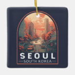 Ornement En Céramique Seoul South Korea Illustration Art Vintage Badge<br><div class="desc">Seoul illustration design with a manga art style. Seoul,  the capital of South Korea,  is a huge metropolis where modern skyscrapers,  high-tech subways and pop culture meet Buddhist temples,  palaces and street markets.</div>