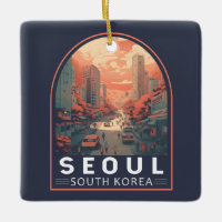 Seoul South Korea Illustration Art Vintage Badge