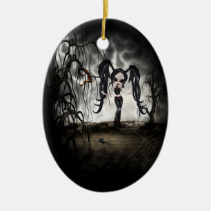 Ornement En Céramique Sepia Goth Girl Vignette
