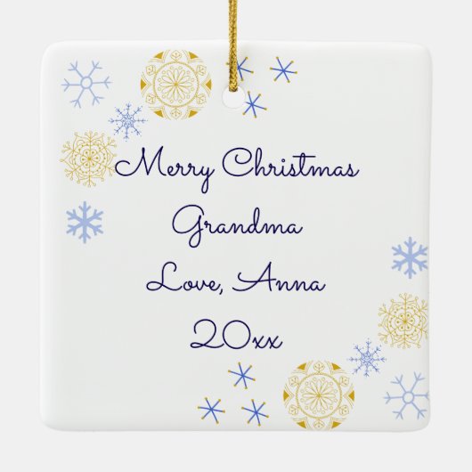 Ornement En Céramique Serene Log Cabine dans une forêt d'hiver (Dos)