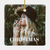 Ornement En Céramique Serre personnalisée Joyeux Noël Script photo (Dos)