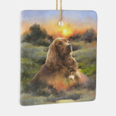 Ornement En Céramique setter irlandais avec chiot (Droite)