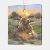 Ornement En Céramique setter irlandais avec chiot (Gauche)