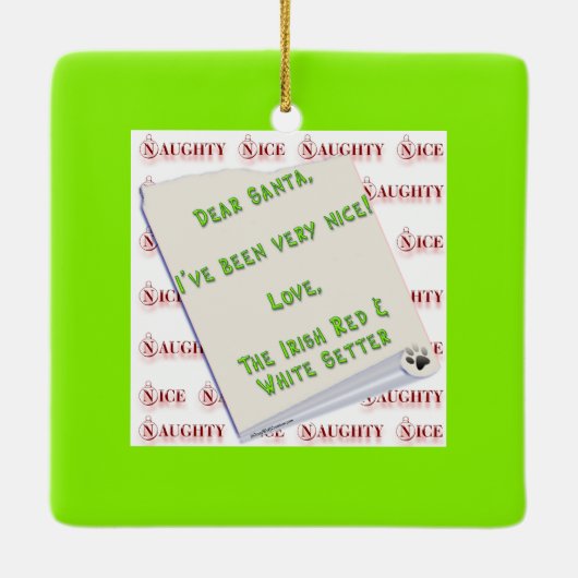Ornement En Céramique Setter irlandais Naughty Nice (Dos)