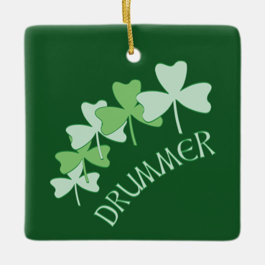Ornement En Céramique Shamrocks de batteur décrit vert (Devant)