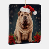 Ornement En Céramique Shar Pei Chien dans Noël de neige (Droite)