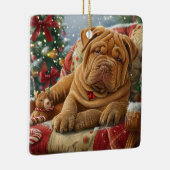 Ornement En Céramique Shar Pei Chien Festif de Noël (Droite)