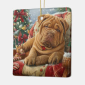 Ornement En Céramique Shar Pei Chien Festif de Noël (Gauche)