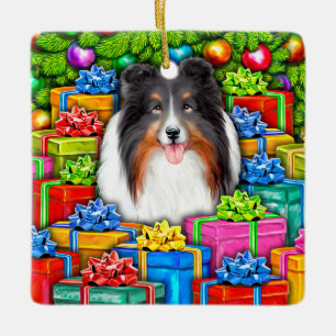 Ornement En Céramique Shelter Noël Open Cadeaux Tri couleur