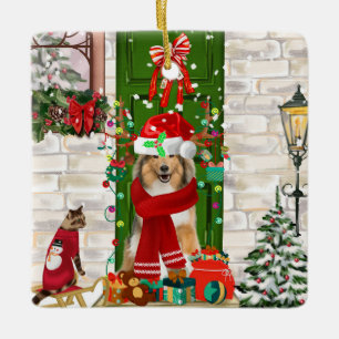 Ornement En Céramique Sheltie Dog Christmas