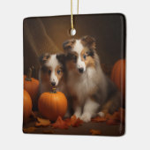 Ornement En Céramique Shetland Sheepdog Chiot Chiot Automne Citrouille d (Gauche)