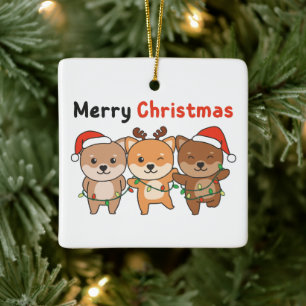 Ornement En Céramique Shiba Inu Joyeux Noël mignon Chiens Fêtes