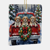 Ornement En Céramique Shih Tzu Christmas Red Truck Holiday (Droite)