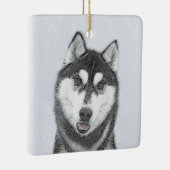 Ornement En Céramique Sibérie Husky (noir et blanc) Peinture Chien Art (Droite)