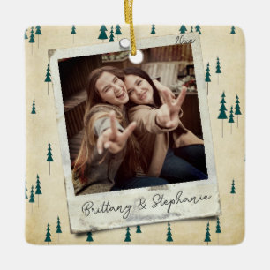 Ornement En Céramique Sibling Vintage rétro Polaroid Photo de Noël