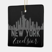 Ornement En Céramique Silhouette personnalisée New York Skyline Excelsio (Gauche)