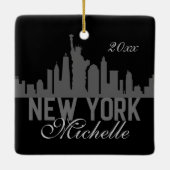Ornement En Céramique Silhouette personnalisée New York Skyline Excelsio (Dos)