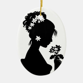 Ornement En Céramique Silhouette victorienne de camée