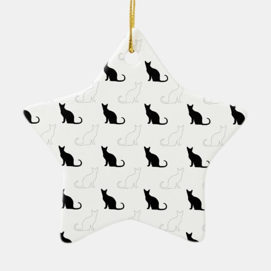 Ornement En Céramique Silhouettes de chats noirs et blancs (Devant)