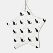 Ornement En Céramique Silhouettes de chats noirs et blancs (Gauche)