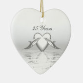 Ornement En Céramique Silver Anniversary Dolphins et Heart (Droite)