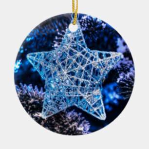Ornement En Céramique Silver Christmas Star of Bethlehem Ornament