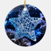 Ornement En Céramique Silver Christmas Star of Bethlehem Ornament (Dos)