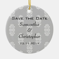 Silver Mariage damassé Enregistrer la date