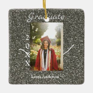 Ornement En Céramique Silverglitter photo graduation ajouter nom classe 
