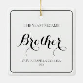 Ornement En Céramique Simple Black Script moderne First Christmas Brothe (Dos)