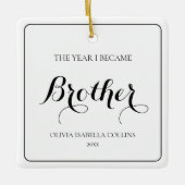 Ornement En Céramique Simple Black Script moderne First Christmas Brothe (Devant)