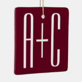 Ornement En Céramique Simple Couples | White & Burgundy (Droite)