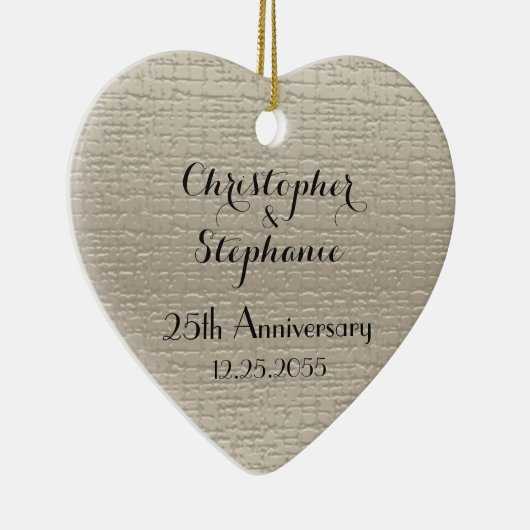 Ornement En Céramique Simple Custom Elegant Coeur Anniversaire Noël (Droite)