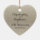 Ornement En Céramique Simple Custom Elegant Coeur Anniversaire Noël (Dos)