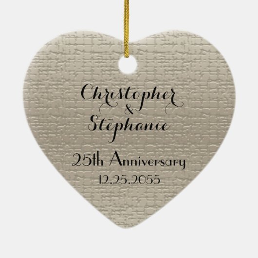 Ornement En Céramique Simple Custom Elegant Coeur Anniversaire Noël (Dos)